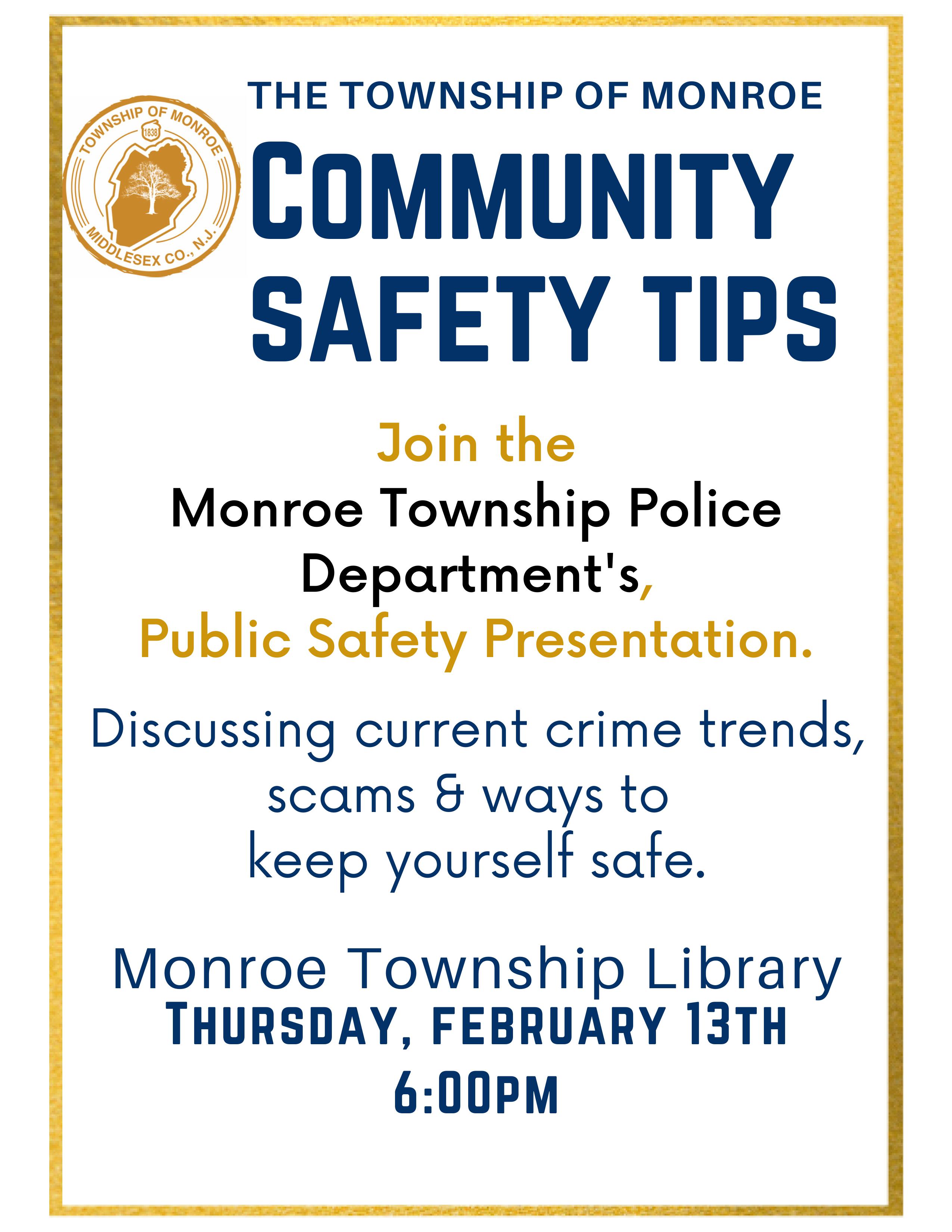 PD Safety Presentation at Library Feb 13 25