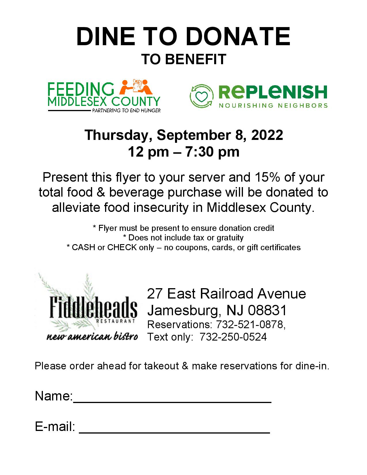 DINE TO DONATE 9 8 22 Fiddleheads page 001