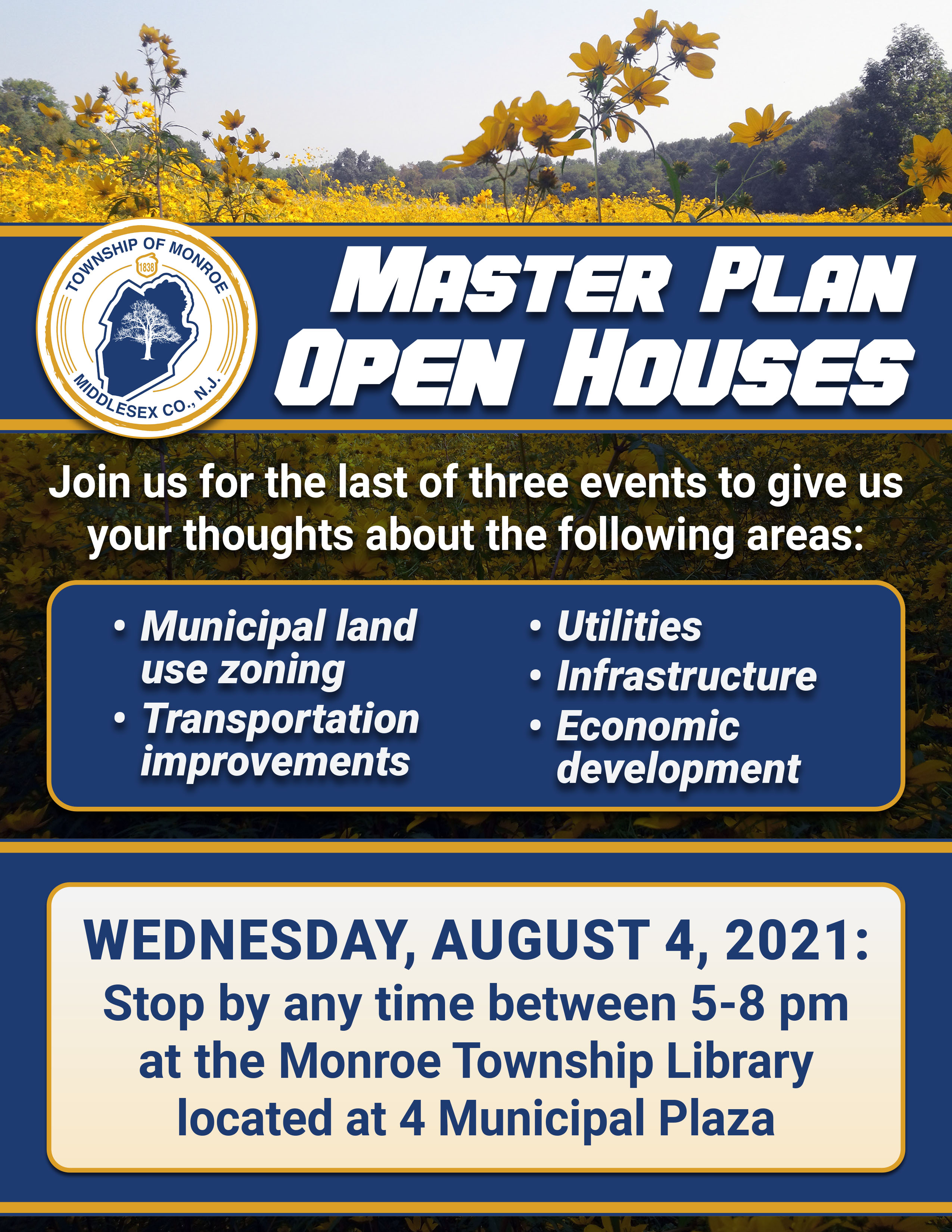 Master Plan Open House Dates and Locations August