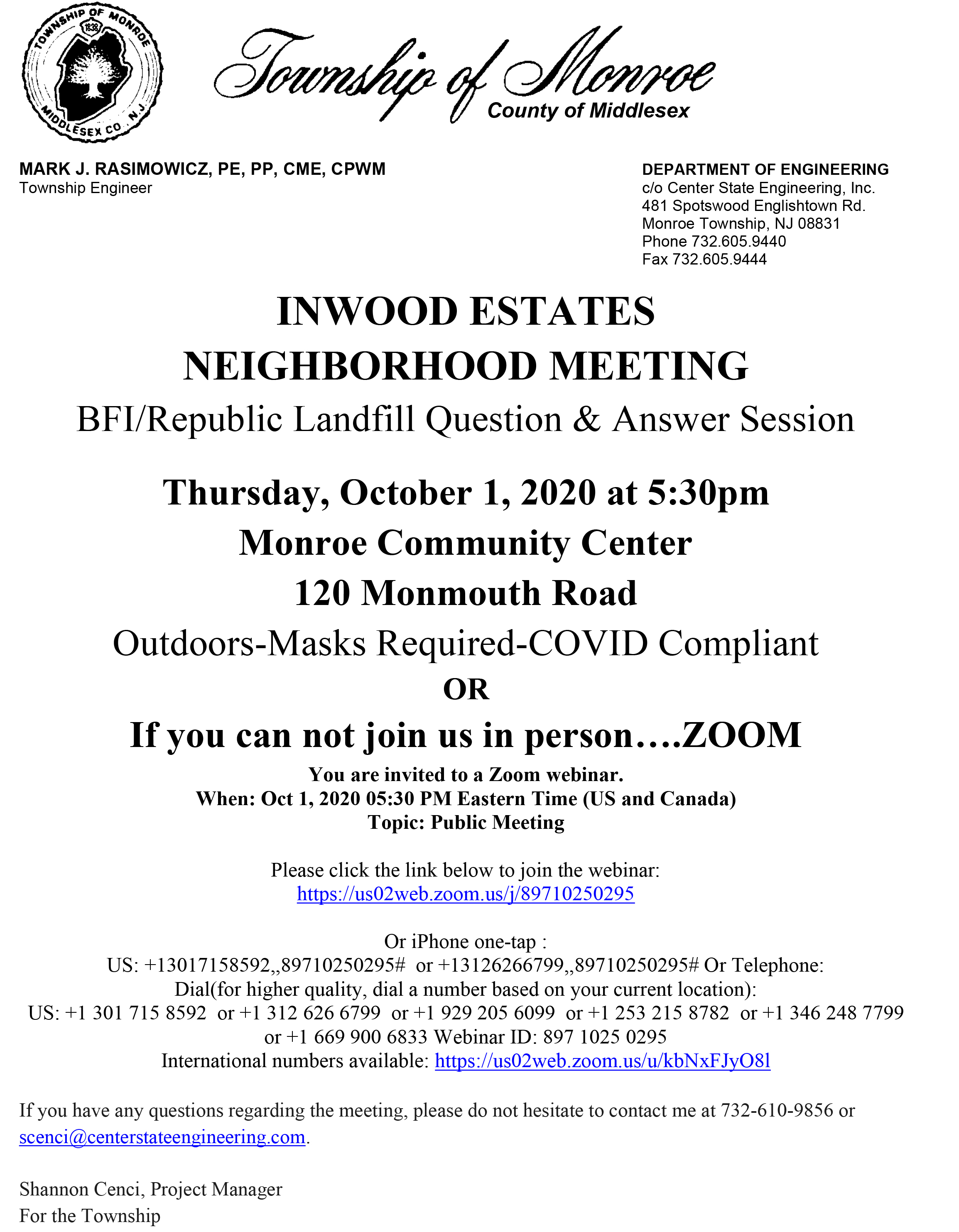 Neighborhood Meeting Invite Oct 1